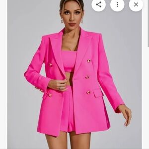 Vibrant Pink Women's Blazer Set
